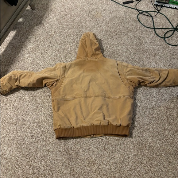 Carhartt Tan Hooded Work Jacket Durable Canvas - Picture 2 of 8